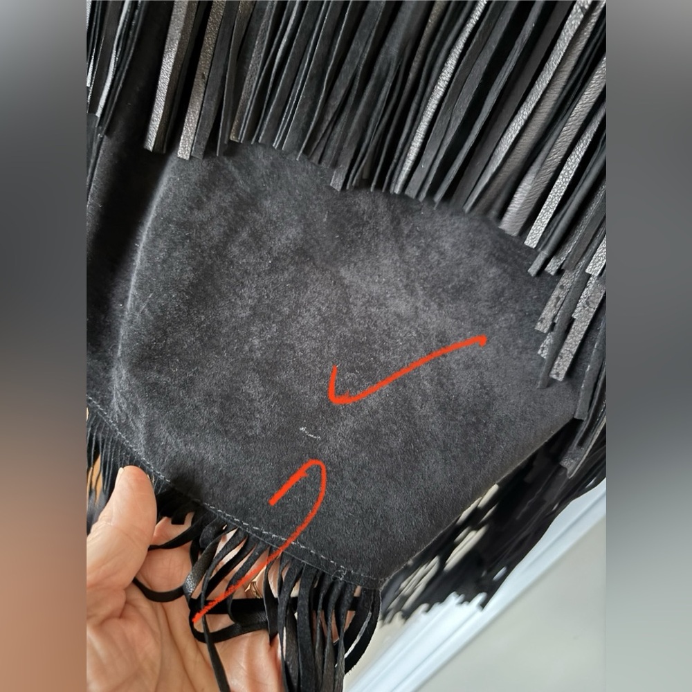 Black Suede Fringe Leather Jacket by - Picture 15 of 16